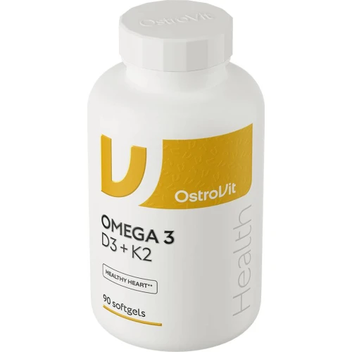 OstroVit Omega 3 D3 + K2, 90 kapsułek - Źródło kwasów omega-3 i witamin rozpuszczalnych w tłuszczach - 1