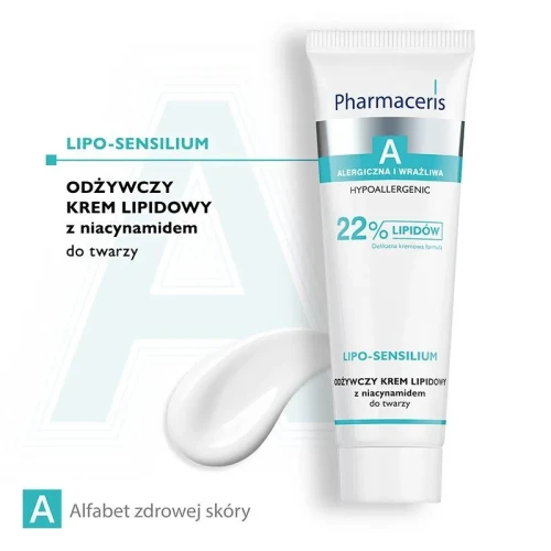 Pharmaceris A Lipo-Sensilium Odżywczy krem lipidowy z niacynamidem do twarzy, 50 ml - Komfortowy w użyciu, szybko się wchłania, nie zatyka porów - 2