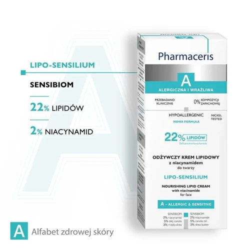 Pharmaceris A Lipo-Sensilium Odżywczy krem lipidowy z niacynamidem do twarzy, 50 ml - Komfortowy w użyciu, szybko się wchłania, nie zatyka porów - 3