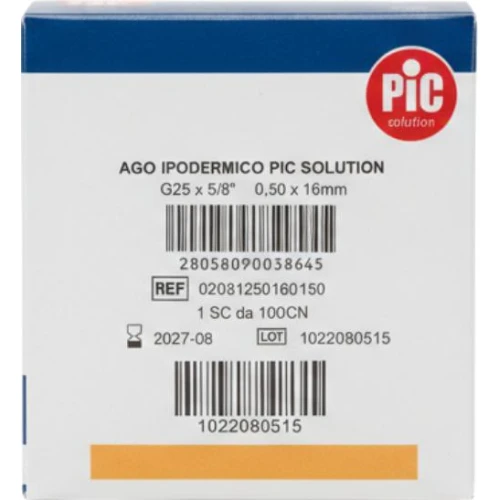 PIC Ago Ipodermico, Igła podskórna sterylna 25G, 0,5 x 16 mm, 100 sztuk - 2