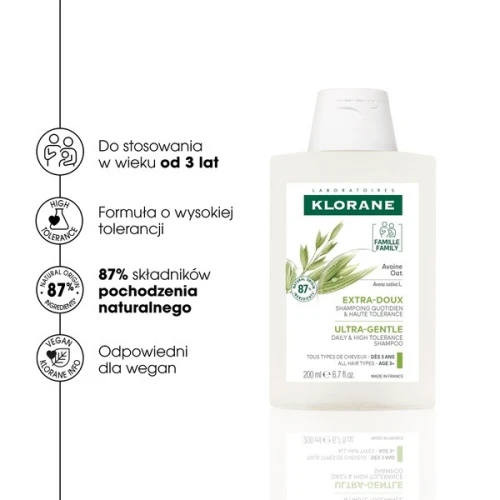 Klorane Owies, szampon ultra delikatny, 200 ml - Do codziennego stosowania - 4