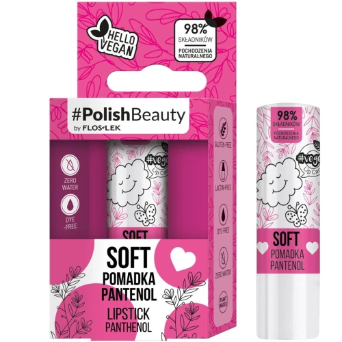 Floslek Vege Lip Care Soft Pomadka Pantenol, 4,1 g - Regenerująca pomadka ochronna do ust z pantenolem - 1