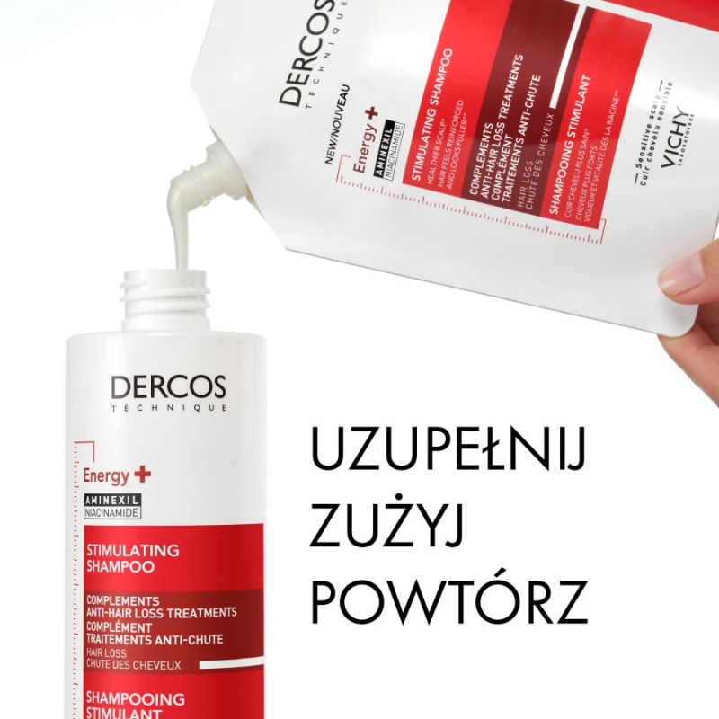 Vichy Dercos Energy+ Szampon wzmacniający włosy - refill, 400 ml - Pielęgnacja włosów osłabionych i skłonnych do wypadania - 4