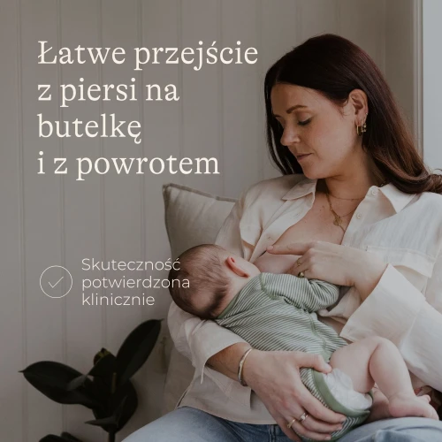 Lansinoh Butelka szklana do karmienia ze smoczkiem Natural Wave  rozmiar S,  160 ml - Smoczek o wolnym przepływie naśladuje naturalny sposób ssania - 5