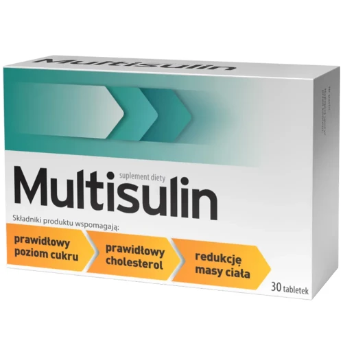 Multisulin, 30 tabletek - Wspiera utrzymanie prawidłowego poziomu cholesterolu i glukozy we krwi - 1