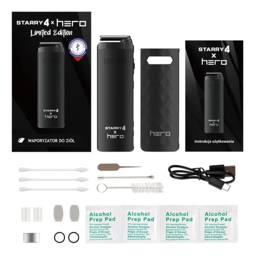 Hero X-Max Starry 4 X Black, Waporyzator do ziół, 1 sztuka - Limitowana edycja z dodatkowymi akcesoriami - 3