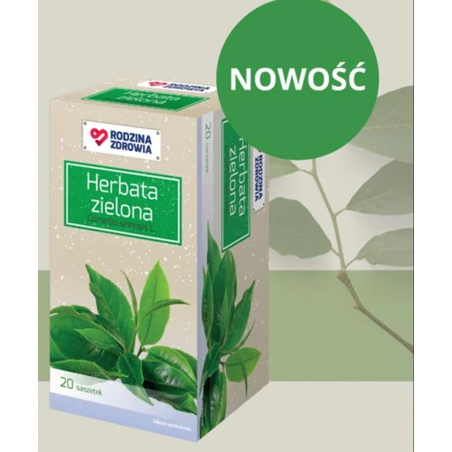 Rodzina Zdrowia Zielona Herbata, 20 saszetek - Suszone i rozdrobnione liście do sporządzania aromatycznego naparu - 1