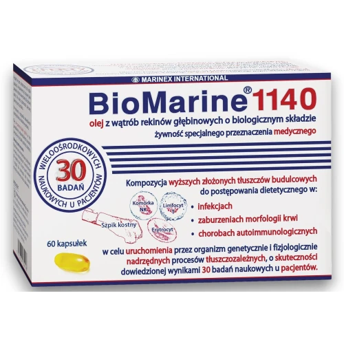 BioMarine 1140, 60 kapsułek - Olej z wątroby rekinów głębinowych dla dorosłych - 1