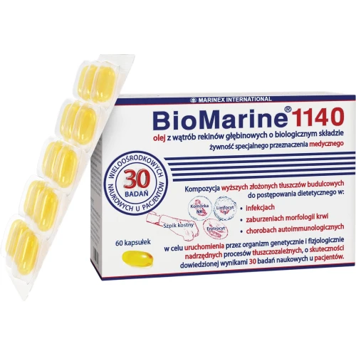 BioMarine 1140, 60 kapsułek - Olej z wątroby rekinów głębinowych dla dorosłych - 2