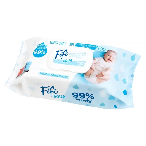 Opharm Fifi Aqua Super Soft, chusteczki dla dzieci, 80 sztuk - Zawierają 99% czystej wody i łagodzący pantenol - 2