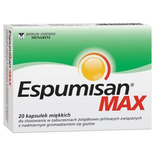 Espumisan Max, 20 kapsułek - 140 mg symetykonu łagodzi wzdęcia, ucisk i uczucie pełności - 1