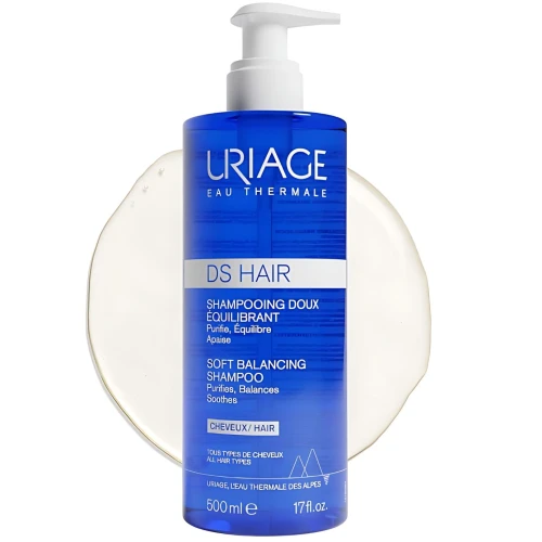 Uriage DS Hair delikatny szampon regulujący, 500 ml  - Oczyszcza, reguluje i koi skórę wrażliwą i podrażnioną - 1