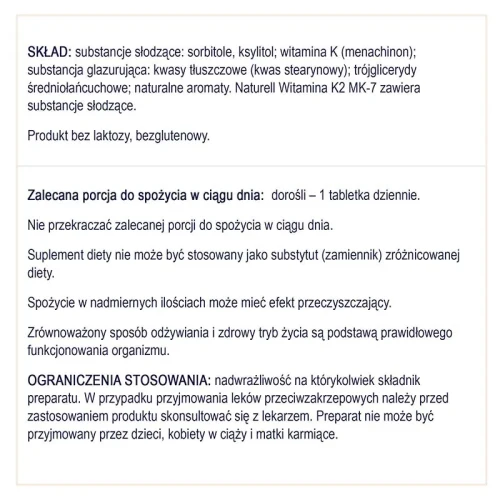 Naturell Witamina K2 MK-7 75 µg, 60 tabletek do rozgryzania i żucia - Przyczynia się do utrzymania zdrowych kości - 5