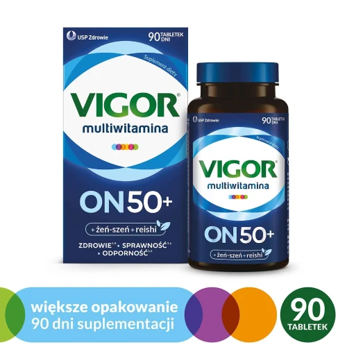 Vigor Multiwitamina On 50+, 90 tabletek - Kompozycja witamin i minerałów z żeń-szeniem i reishi - 1