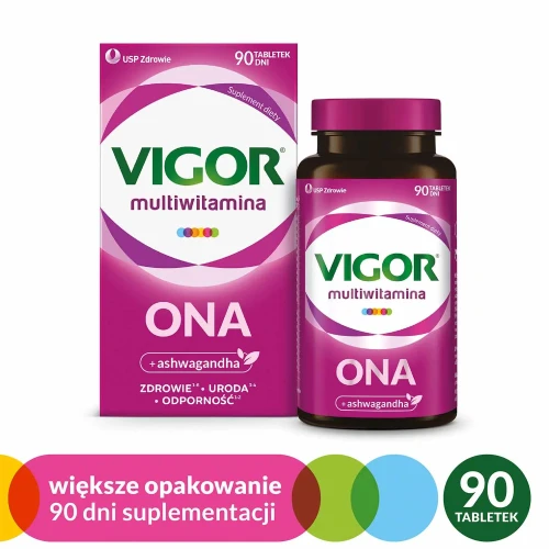 Vigor Multiwitamina Ona, 90 tabletek - Kompleks 23 składników, w tym ashwagandha, biotyna i cynk - 1