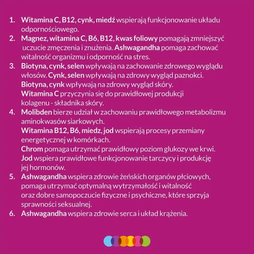 Vigor Multiwitamina Ona, 90 tabletek - Kompleks 23 składników, w tym ashwagandha, biotyna i cynk - 6
