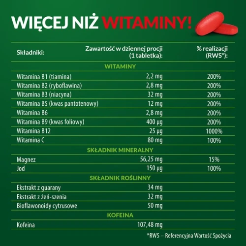 Vigor Up! Energia, 30 tabletek - Witaminy z ekstraktami guarany i żeń-szenia, oraz kofeiną - 1