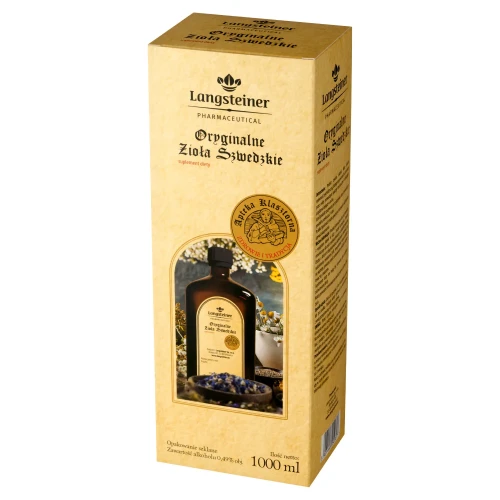 Langsteiner Oryginalne Zioła Szwedzkie, płyn 1000 ml - Kompozycja  ekstraktów roślinnych wspierająca trawienie i pracę jelit - 1