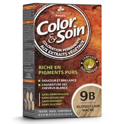 Farba Color&Soin 9B, perłowy jasny blond, 135 ml - Trwała farba z roślinnymi ekstraktami - 1
