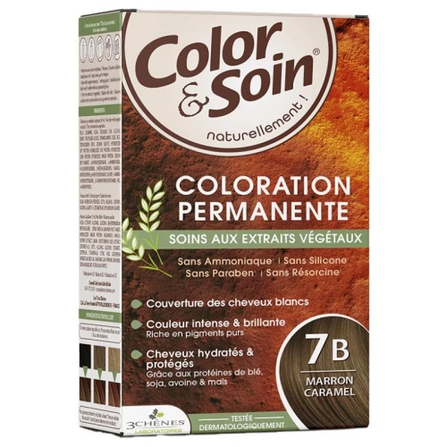 Farba Color&Soin 7B, karmelowy brąz, 135 ml - Zapewnia 100% pokrycia siwych włosów bez amoniaku i parabenów - 1