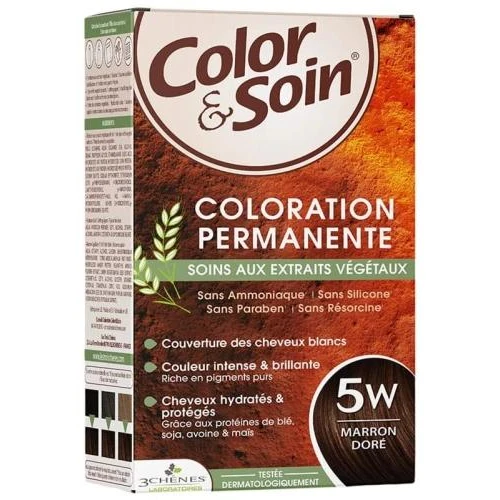 Farba Color&Soin 5W, złocisty brąz, 135 ml - Farba do włosów z roślinnymi ekstraktami bez amoniaku - 1