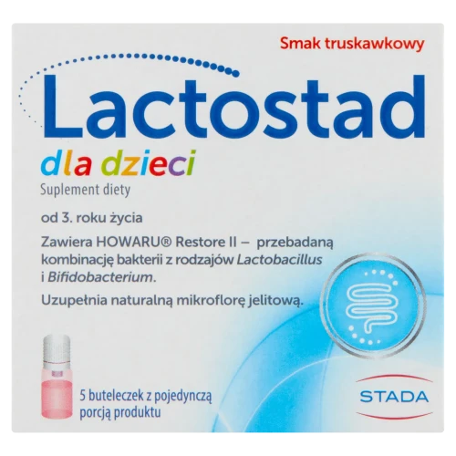 Lactostad dla dzieci płyn doustny, 5 x 7 ml - Kombinacja żywych kultur bakterii, poli- i oligosacharydów, witamin i minerałów - 1