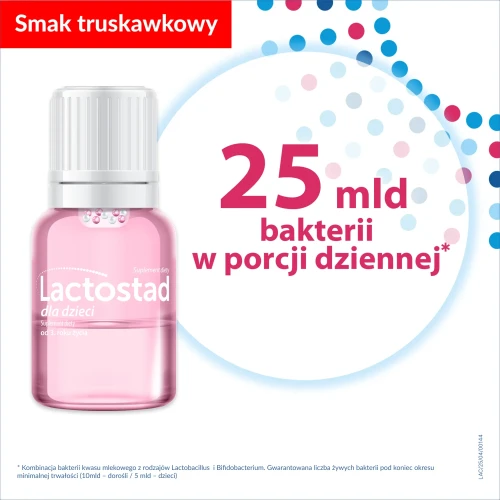 Lactostad dla dzieci płyn doustny, 5 x 7 ml - Kombinacja żywych kultur bakterii, poli- i oligosacharydów, witamin i minerałów - 3