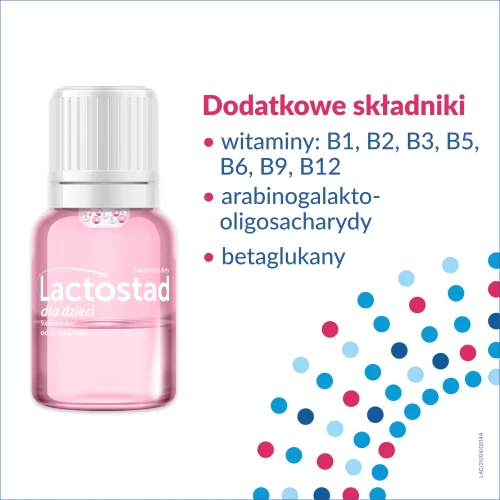 Lactostad dla dzieci płyn doustny, 5 x 7 ml - Kombinacja żywych kultur bakterii, poli- i oligosacharydów, witamin i minerałów - 6