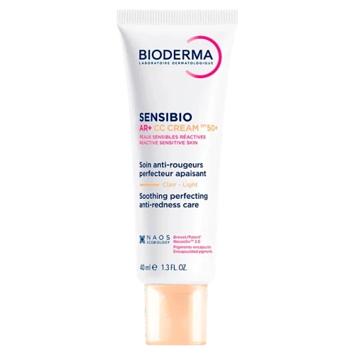 Bioderma Sensibio AR+ CC, krem do skóry naczynkowej SPF50+, 40 ml - Łagodzi zaczerwienienia i wyrównuje koloryt skóry - 1