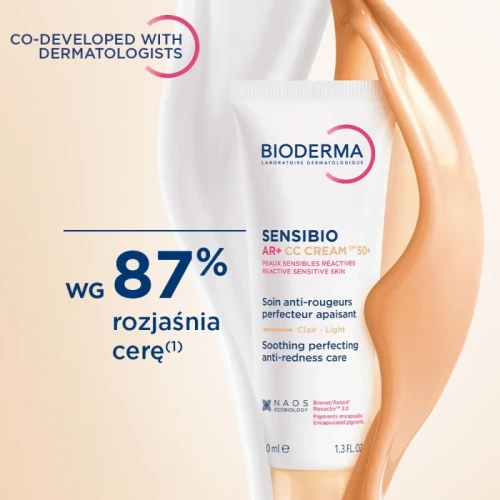 Bioderma Sensibio AR+ CC, krem do skóry naczynkowej SPF50+, 40 ml - Łagodzi zaczerwienienia i wyrównuje koloryt skóry - 2