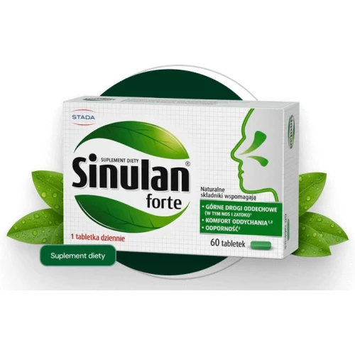 Sinulan Forte, 60 tabletek - Ekstrakty roślinne wspomagają oddychanie i wspierają odporność osób dorosłych - 1