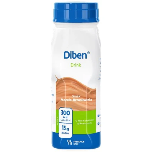 Diben Drink smak morela-brzoskwinia, 4 x 200 ml - Dieta wysokoenergetyczna, płyn o niskim indeksie glikemicznym - 1