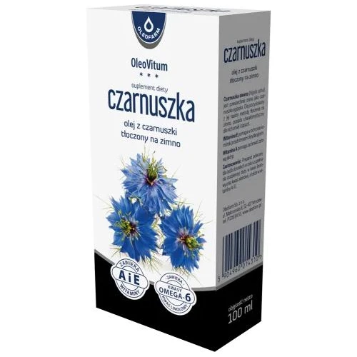 OleoVitum Olej z czarnuszki, 100 ml - Tłoczony na zimno, bogaty w kwasy tłuszczowe Omega-6 - 1