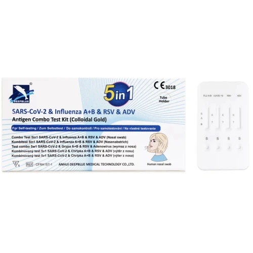 Test DeepBlue Combo 5w1, Covid-19,  Grypa A+B, RSV, Adenowirus, 1 sztuka - Do samodzielnego wykonania w warunkach domowych - 2