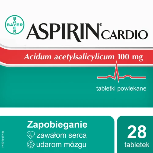 Aspirin Cardio 28 tabletek powlekanych - Tabletki, które odgrywa istotną rolę w zapobieganiu powstawania zakrzepów - 1
