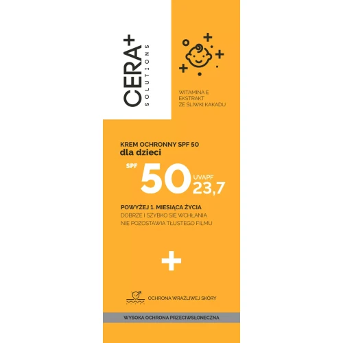 Cera+ Solutions Krem ochronny SPF 50 dla dzieci, 50 ml - Do skóry wrażliwej, atopowej i skłonnej do alergii słonecznych - 1