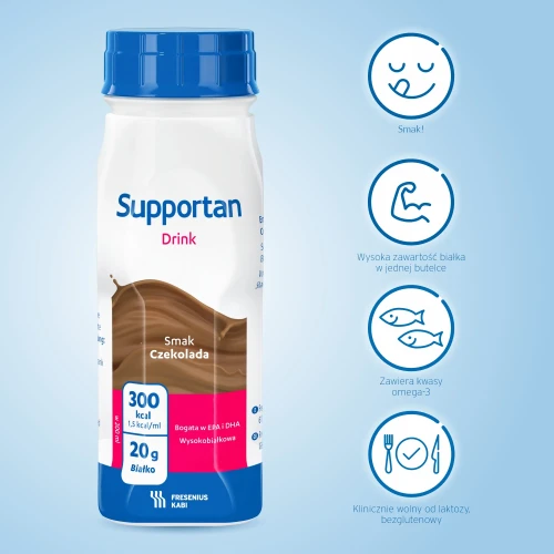 Supportan Drink o smaku czekoladowym, 4 x 200 ml - Kompletna dieta wysokoenergetyczna, wysokobiałkowa, bogata w tłuszcz oraz EPA i DHA - 2
