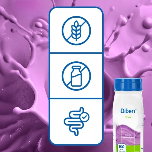 Diben Drink o smaku owoców leśnych, 4 x 200 ml - Dieta wysokoenergetyczna dla osób niedożywionych z zaburzeniami metabolizmu glukozy - 3