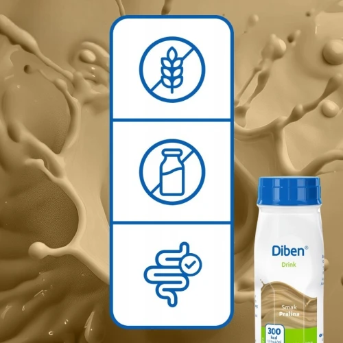 Diben Drink o smaku pralinowym, 4 x 200 ml - Płyn dla osób niedożywionych z zaburzeniami metabolizmu glukozy - 3