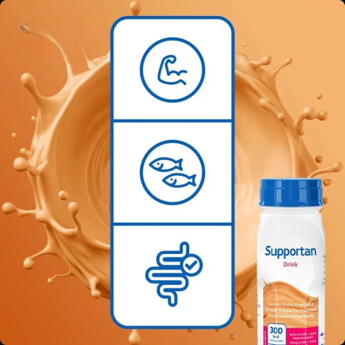 Supportan Drink o smaku owoców tropikalnych, 4 x 200 ml - Kompletna dieta wysokoenergetyczna, wysokobiałkowa, bogata w tłuszcz oraz EPA i DHA - 2