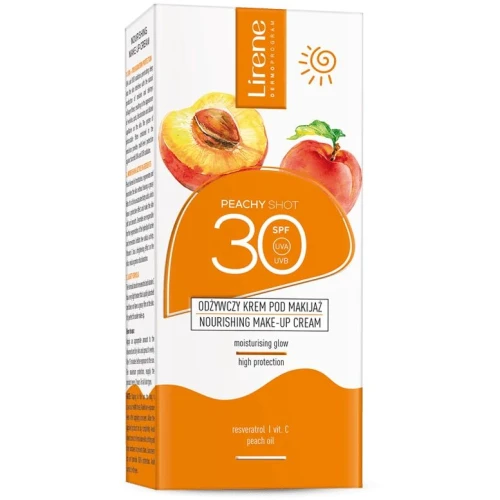Lirene Sun Peachy Shot Odżywczy krem pod makijaż SPF 30, 50 ml - Z efektem rozświetlenia i antyoksydacji - 1