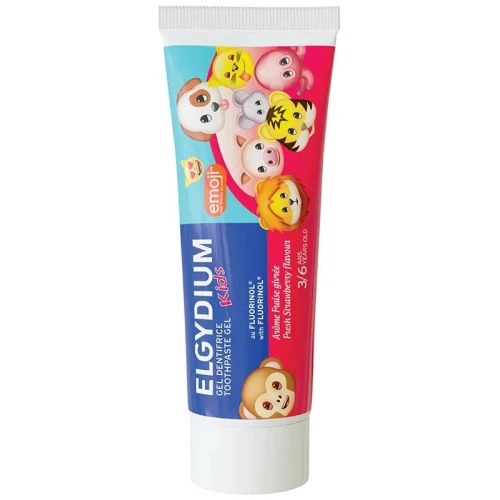 Elgydium Kids Emoji  3-6 lat, smak truskawkowy, pasta do zębów dla dzieci, 50 ml - Chroni przed próchnicą zęby mleczne - 1