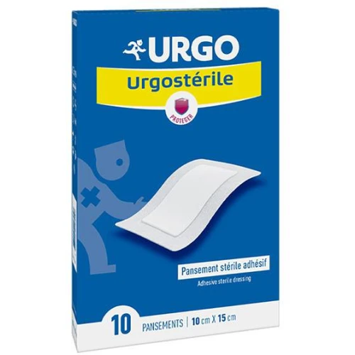 Urgo Urgosterile Opatrunki samoprzylepne 10 cm x 15 cm, 10 sztuk - Sterylny opatrunek do zabezpieczania ran pooperacyjnych - 1
