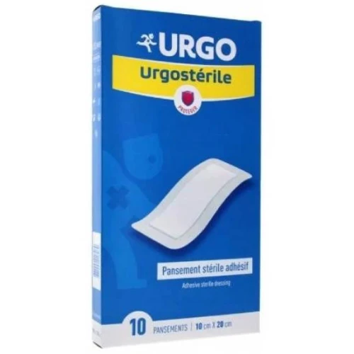 Urgo Urgosterile Opatrunki samoprzylepne 10 cm x 20 cm, 10 sztuk - Sterylny opatrunek do zabezpieczania ran - 1