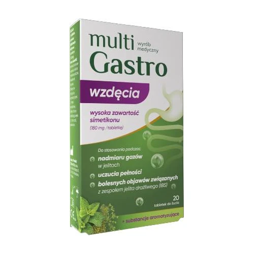 Multigastro Wzdęcia, 20 tabletek - Łagodzi wzdęcia i uczucie pełności - 1