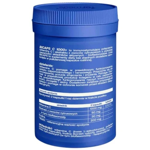 Formeds BICAPS C 1000 +, 60 kapsułek - Wysoka dawka witaminy C i naturalne bioflawonoidy cytrusowe - 1