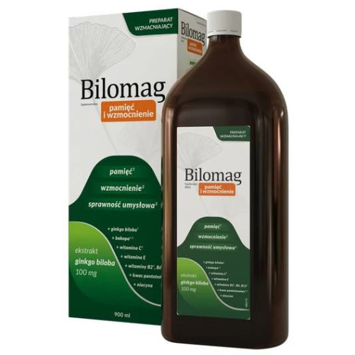 Bilomag Pamięć i Wzmocnienie, płyn 900 ml - Ekstrakt z Ginko Biloba wspiera pamięć i sprawność umysłową - 1