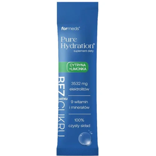 Formeds Pure Hydration Bez cukru Cytryna + Limonka, 14 saszetek - Napój nawadniający słodzony stewią - 1