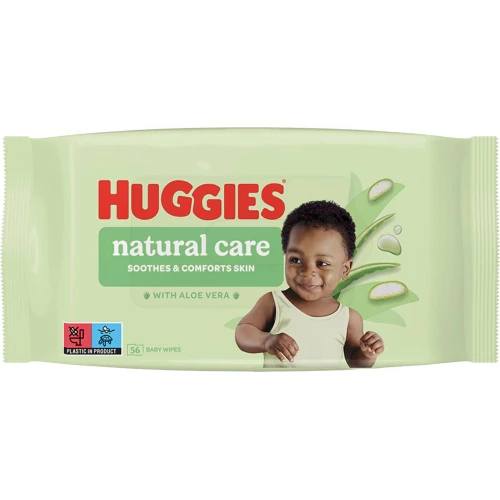 Huggies Natural Care, chusteczki nawilżane, 10 x 56 sztuk - Oczyszczają i pomagają utrzymać odpowiedni poziom nawilżenia - 1