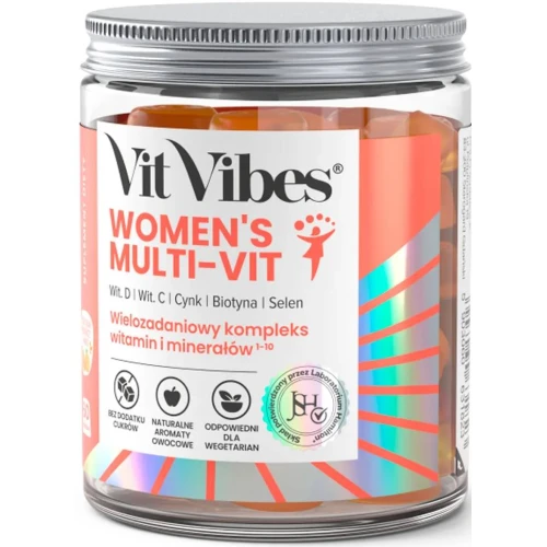 Vit Vibes Women's Multi-Vit,  o smaku pomarańczy i mango, 60 żelków -  Kompleks witamin i minerałów dla kobiet - 1